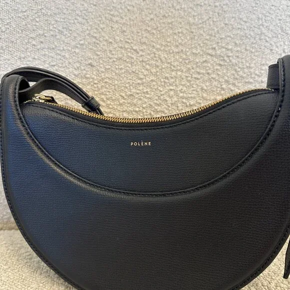 Polene Numero Dix (Number Ten Bag - Monochrome Black Textured leather) - Picture 7 of 15